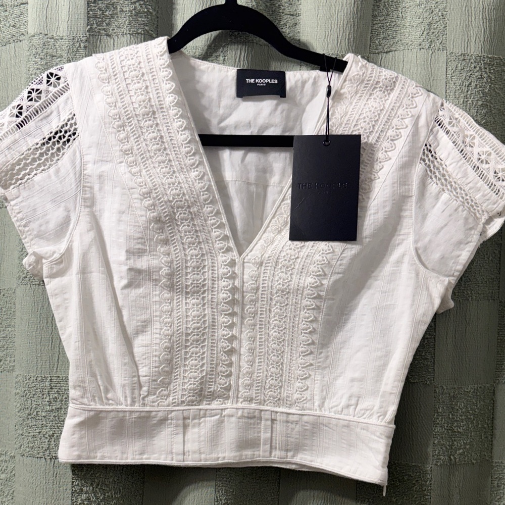 The Kooples Ivory Embroidered Blouse